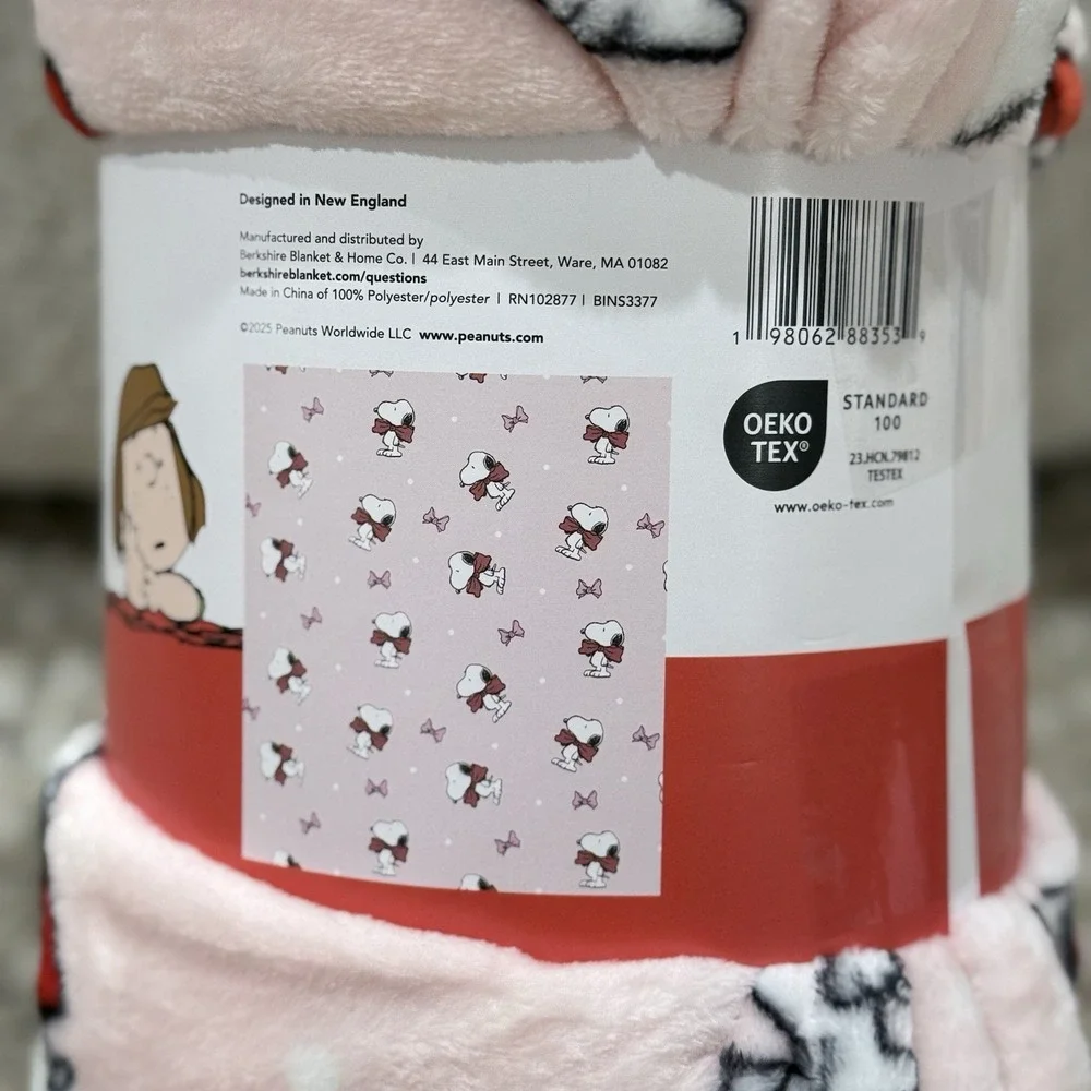 Peanuts Snoopy Holiday Bows Christmas Berkshire Throw Blanket 60